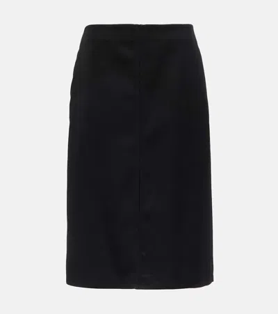 Jil Sander Virgin Wool Midi Skirt In Black