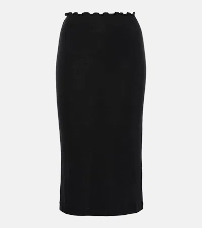 Jil Sander Virgin Wool Midi Skirt In Black