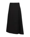 Jil Sander Asymmetric Virgin Wool Midi Skirt In Black