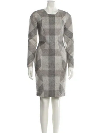 Pre-owned Jil Sander Virgin Wool Mini Dress In Gray