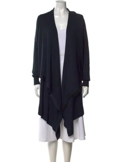 Pre-owned Jil Sander Virgin Wool Open Front Sweater In Blue