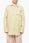 Jil Sander Virgin Wool Oversized Coat With Patch Pocket In Nude