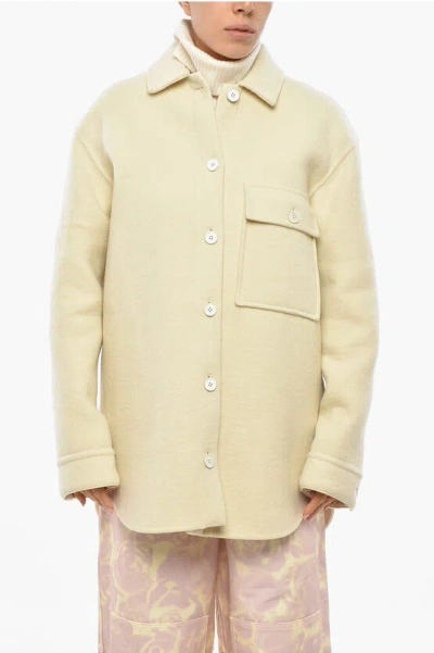 JIL SANDER VIRGIN WOOL OVERSIZED COAT WITH PATCH POCKET