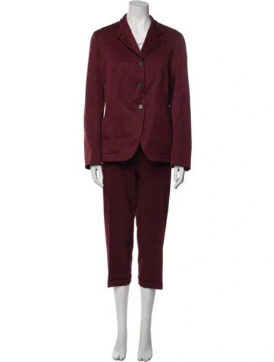 Pre-owned Jil Sander Virgin Wool Pant Set In Burgundy