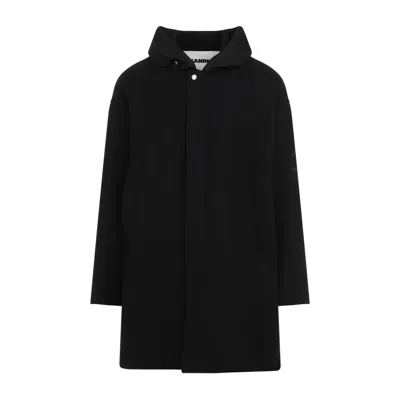 Jil Sander Parka Wool Dropped Shoulders In Black