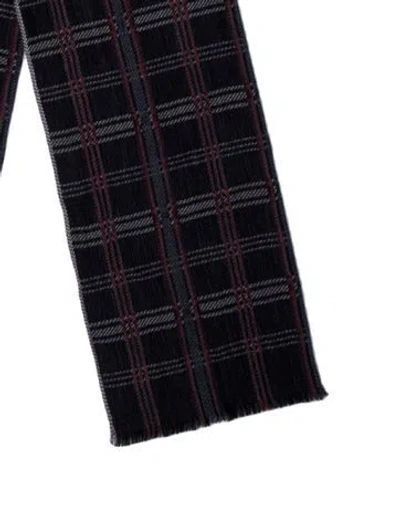Pre-owned Jil Sander Virgin Wool Plaid Print Scarf In Gray