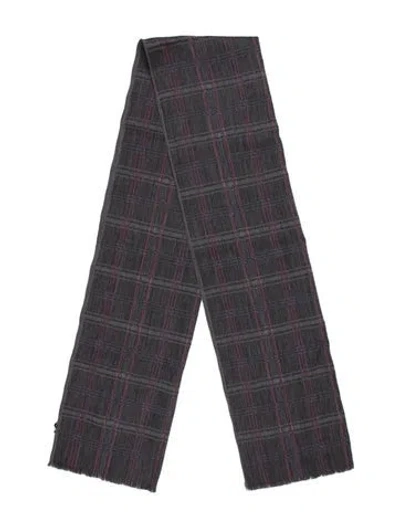 Pre-owned Jil Sander Virgin Wool Plaid Print Scarf W/ Tags In Blue