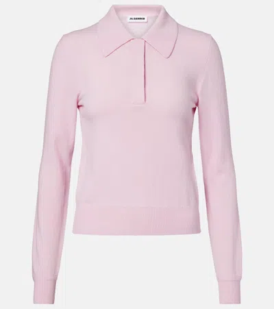 Jil Sander Virgin Wool Polo Sweater In Pink