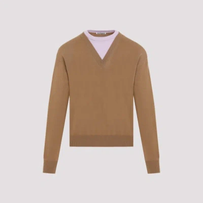 Jil Sander Virgin Wool Pullover 50 In  Walnut