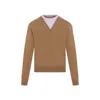 Jil Sander Brown And Lillac Double-neck Sweater In Wool Man