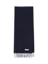 Jil Sander Rectangular Dark Scarf With Fringed Edges In Black