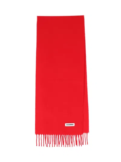 Jil Sander Virgin Wool Scarf In Red