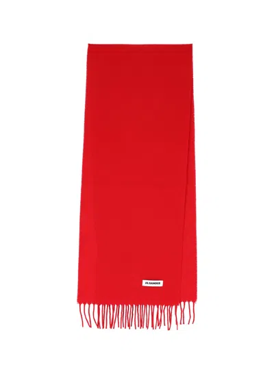 Jil Sander Virgin Wool Scarf In Red