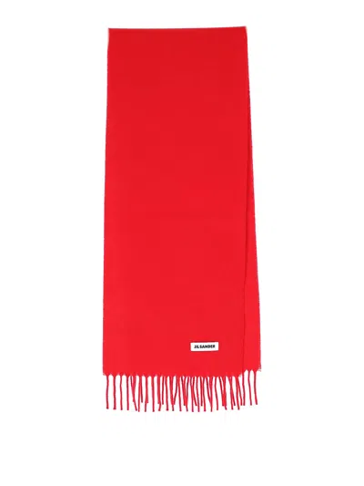 Jil Sander Virgin Wool Scarf In Red
