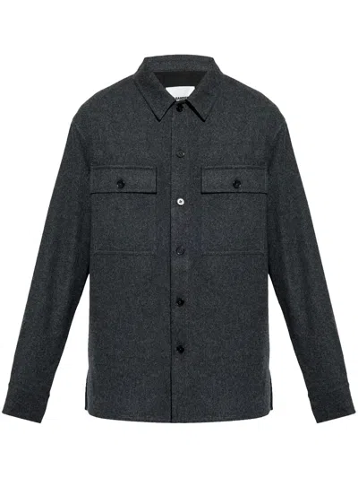 Jil Sander Overshirt With '02' Long Sleeves In Grey