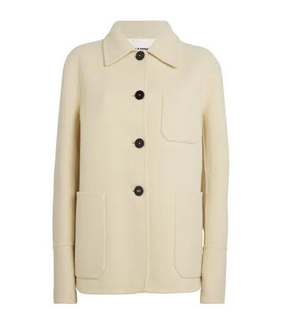 Jil Sander Double Face Wool Felt Shirt Jacket In Beige
