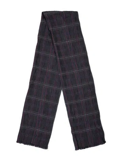 Pre-owned Jil Sander Virgin Wool Striped Scarf In Blue