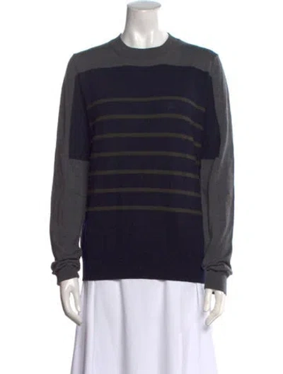 Pre-owned Jil Sander Virgin Wool Striped Sweatshirt In Black