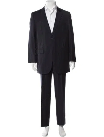 Pre-owned Jil Sander Virgin Wool Striped Two-piece Blazer In Blue