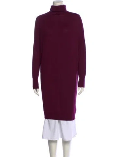 Pre-owned Jil Sander Virgin Wool Turtleneck Sweater In Burgundy