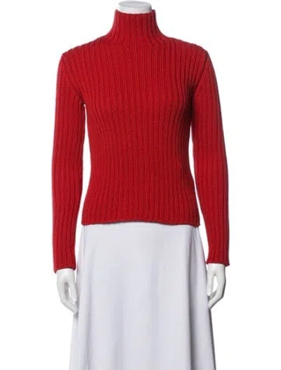 Pre-owned Jil Sander Virgin Wool Turtleneck Sweater In Red
