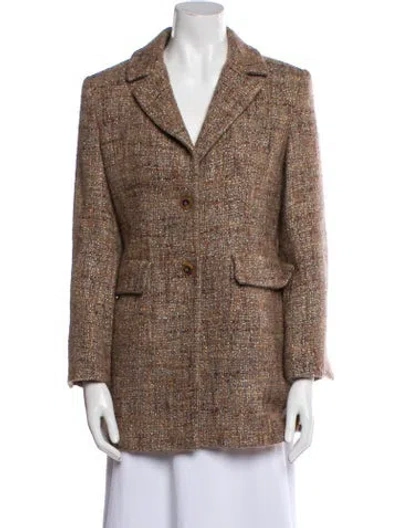 Pre-owned Jil Sander Virgin Wool Tweed Pattern Blazer In Brown
