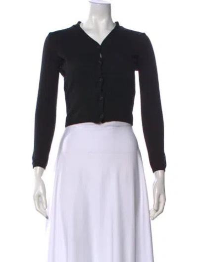 Pre-owned Jil Sander Virgin Wool V-neck Sweater In Black
