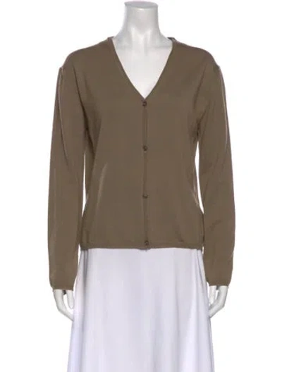 Pre-owned Jil Sander Virgin Wool V-neck Sweater In Brown