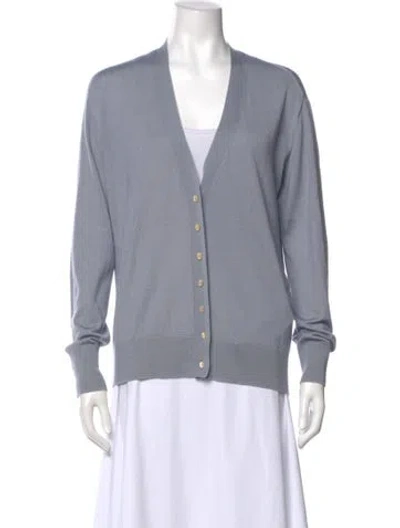 Pre-owned Jil Sander Virgin Wool V-neck Sweater In Gray