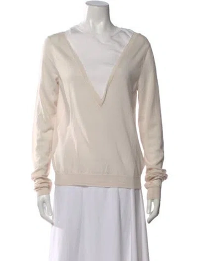 Pre-owned Jil Sander Virgin Wool V-neck Sweater In Pink