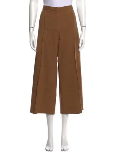 Pre-owned Jil Sander Virgin Wool Wide Leg Pants In Brown