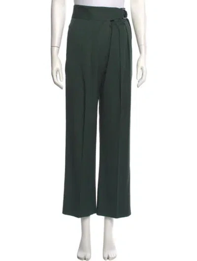 Pre-owned Jil Sander Virgin Wool Wide Leg Pants In Green