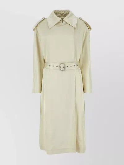 Jil Sander Viscose Blend Coat With Belted Waist In Neutral