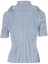 Jil Sander Viscose Blend Polo Shirt With Ruffle Flounce