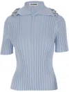 Jil Sander Viscose Blend Polo Shirt With Ruffle Flounce