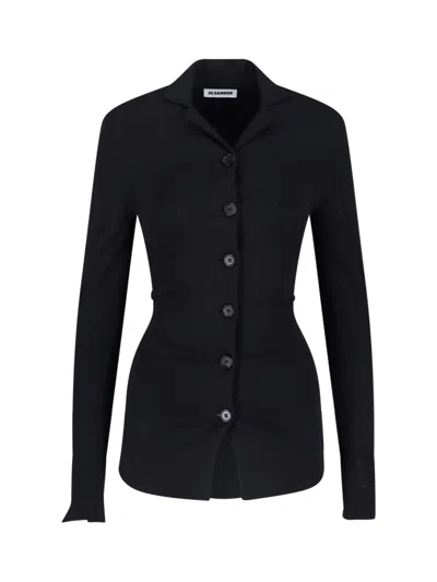 Jil Sander Tailored Long Sleeve Collared Cuff Shirt In Black