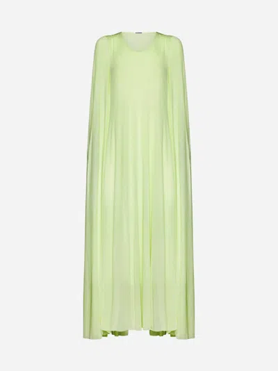 Jil Sander Viscose Cape Long Dress In Yellow