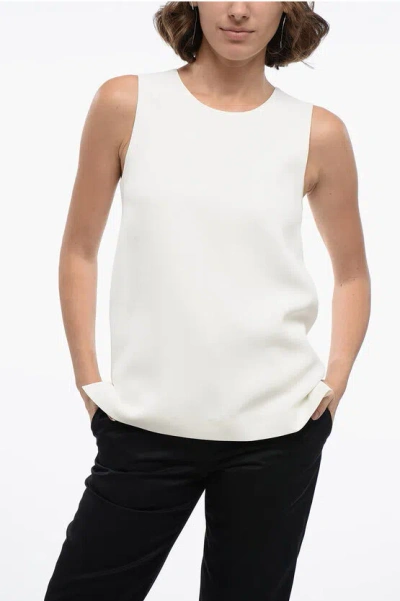 Jil Sander Crew-neck Sleeveless Top In Coconut