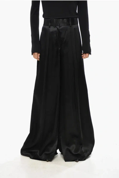 Jil Sander Viscose Satin Palazzo Pants In Black