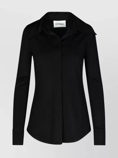 Jil Sander Oversized Collar Shirt In Black