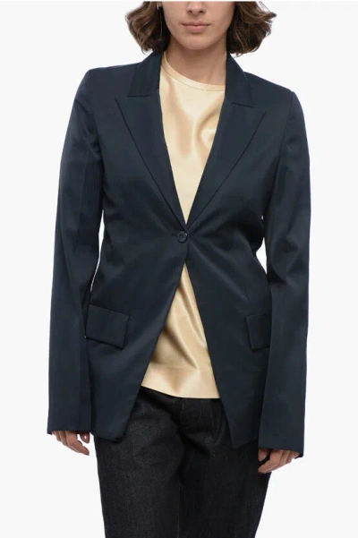 Jil Sander Viscose Slim Fit Blazer With Peak Lapel In Blue