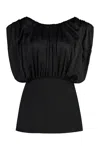 Jil Sander Acetate Blend Top Puffed Sleeves In Black