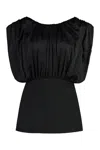 Jil Sander Acetate Blend Top Puffed Sleeves In Black