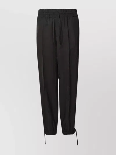 Jil Sander Viscose Trousers With Elastic Cuffs And Waistband In Black