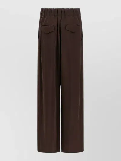 Jil Sander Viscose Wide Leg Trousers Back Pockets In Brown