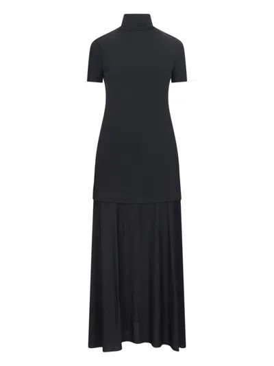Jil Sander Viscose-blend Midi Dress In Black