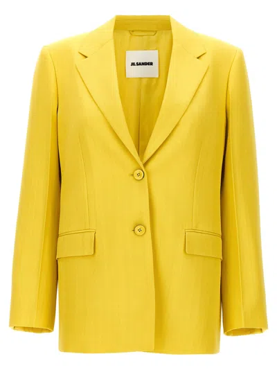 Jil Sander Viscose-silk Blend Blazer In Yellow