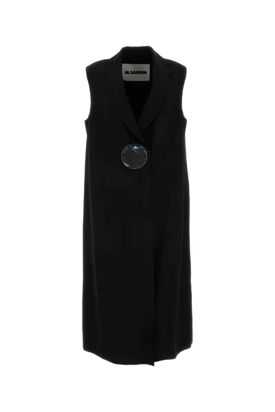 Jil Sander Viscose-silk Trench Coat In Black