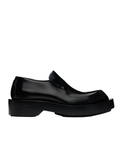 Jil Sander Visible Stitching Loafers In Black