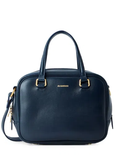 Jil Sander Compact Leather Handbag In Blue